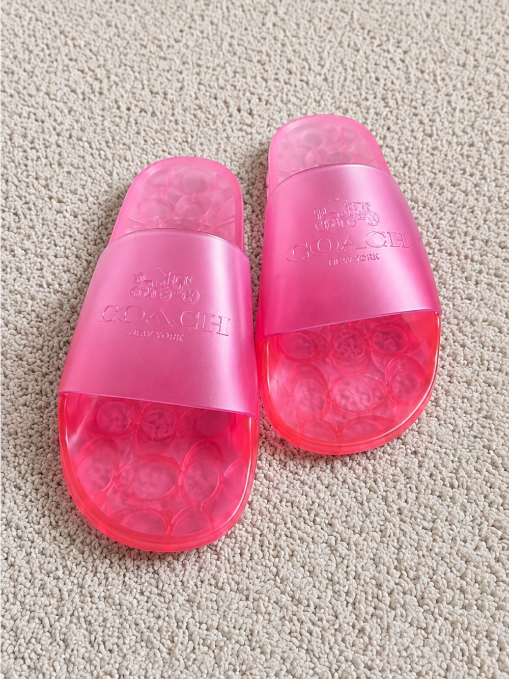 Coach Jelly Slide Sandals – Pink Transparent Slides - Picture 2 of 3